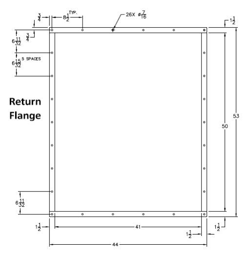 Return flange, 3500-5000 CFM Vertical Conditioner