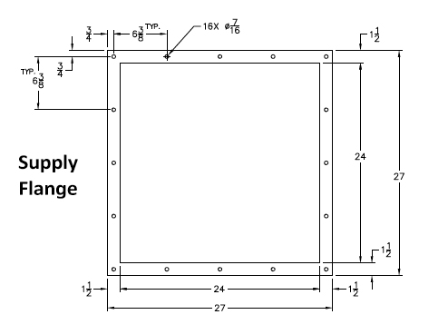 Supply flange, 3500-5000 CFM Vertical Conditioner