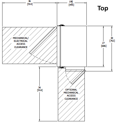 Top view, 400-800 CFM Vertical Conditioner