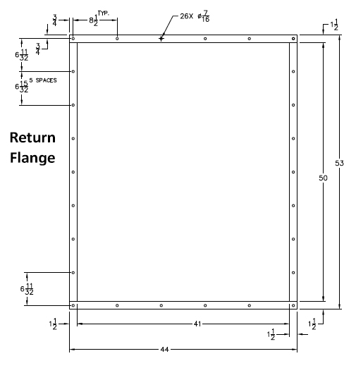 Return flange, 5500-7000 CFM Vertical Conditioner