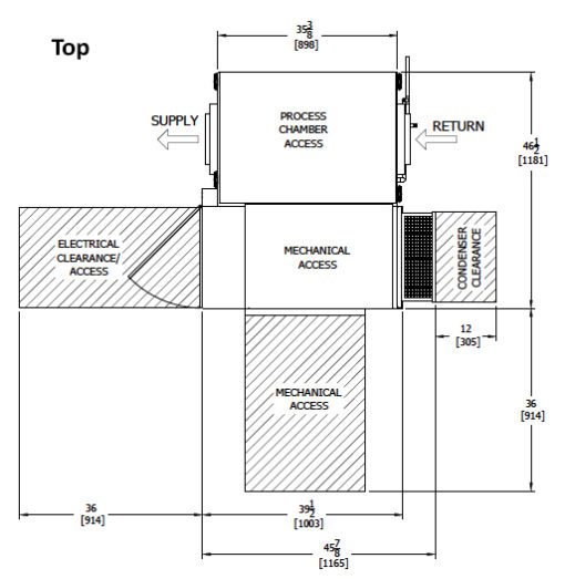 Top view, 400-800 CFM Horizontal Conditioner